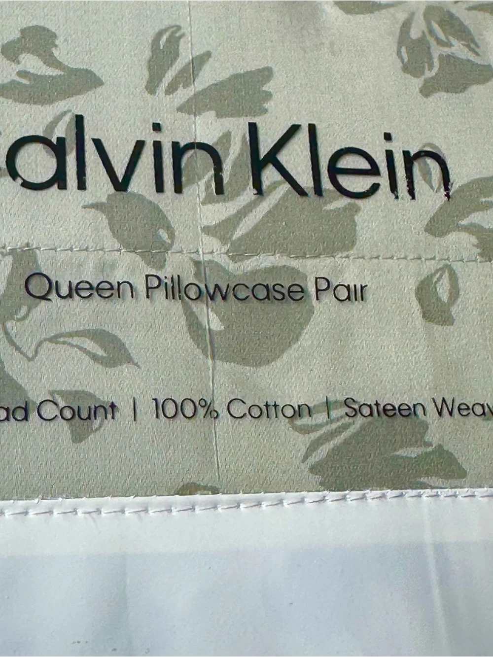 Calvin Klein Queen Pillowcase Pair Shadow Peony Green Brand New